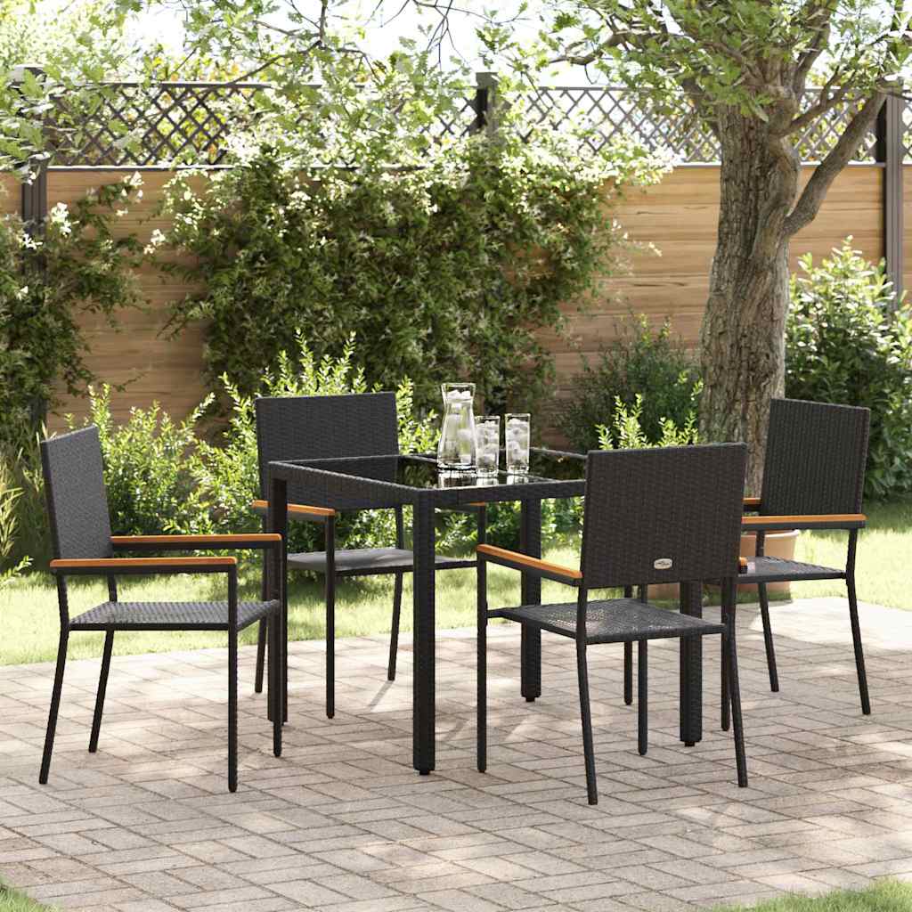 Garten Essgruppe 5 stk. Schwarz Poly-Rattan
