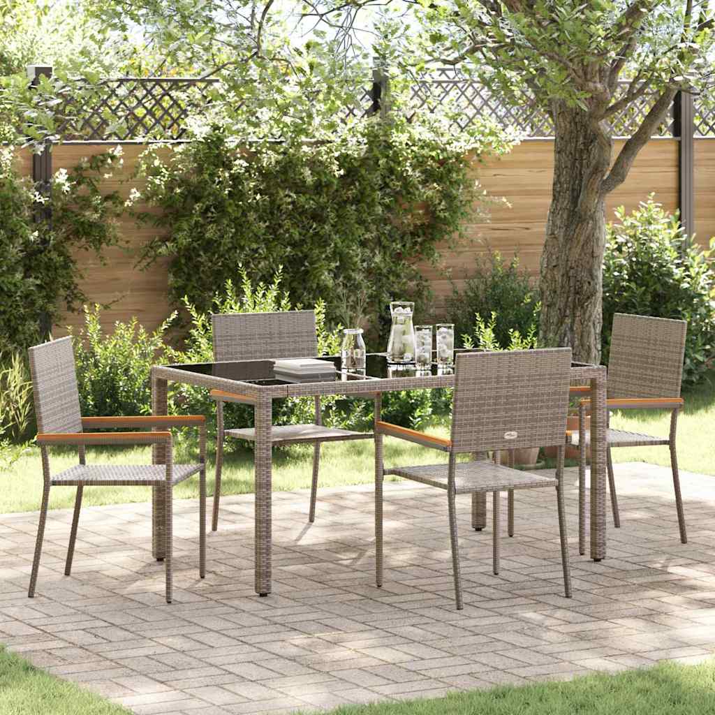 Garten Essgruppe 5 stk. Grau Poly-Rattan