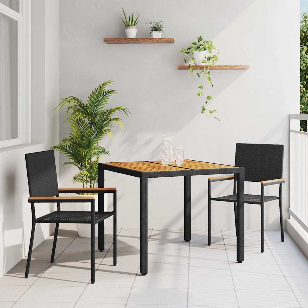 Garten Essgruppe 3 stk. Schwarz Poly-Rattan