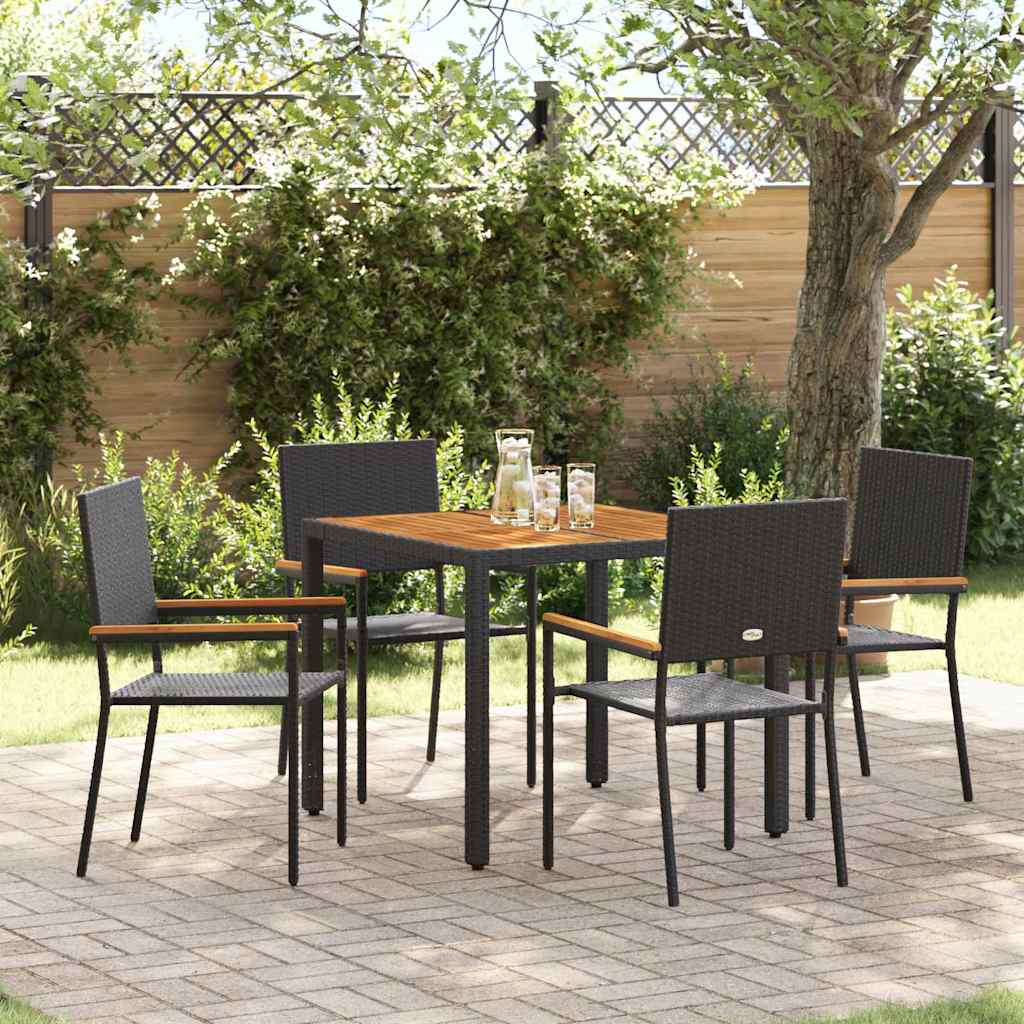 Garten Essgruppe 5 stk. Schwarz Poly-Rattan