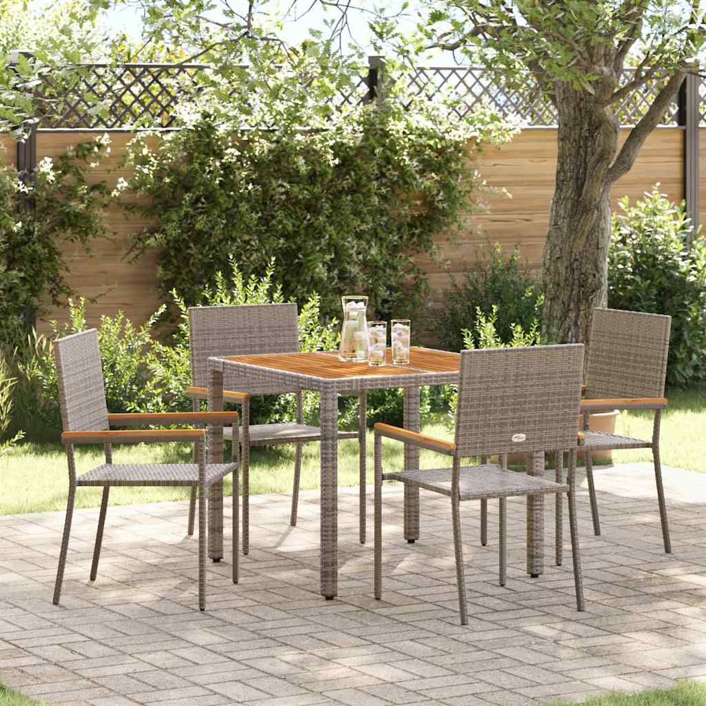 Garten Essgruppe 5 stk. Grau Poly-Rattan