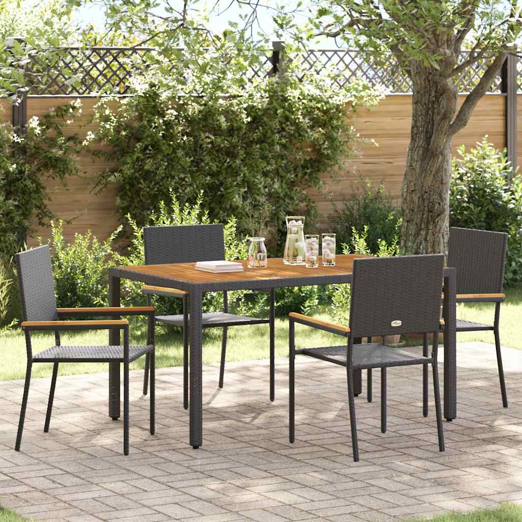 Garten Essgruppe 5 stk. Schwarz Poly-Rattan