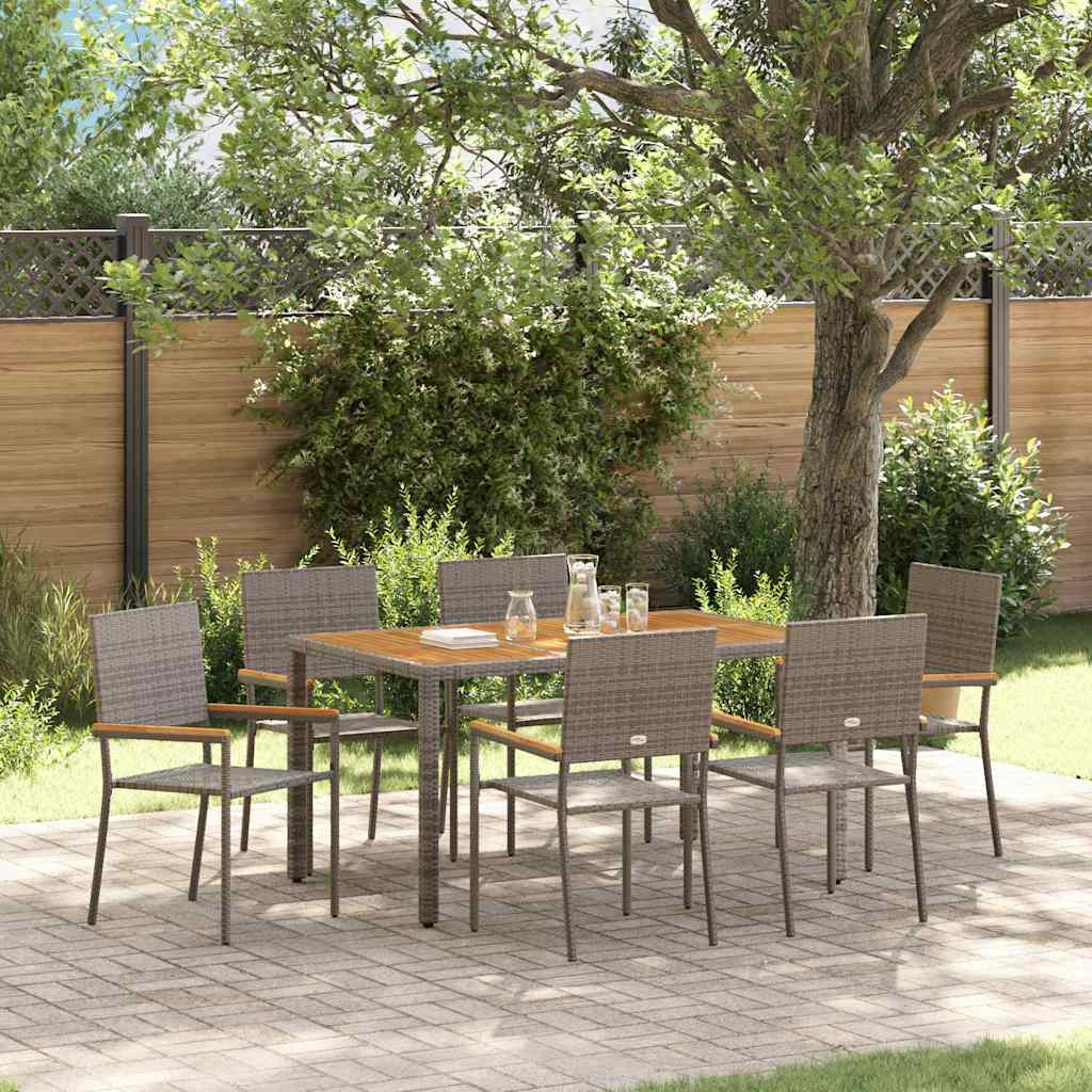Garten Essgruppe 7 stk. Grau Poly-Rattan
