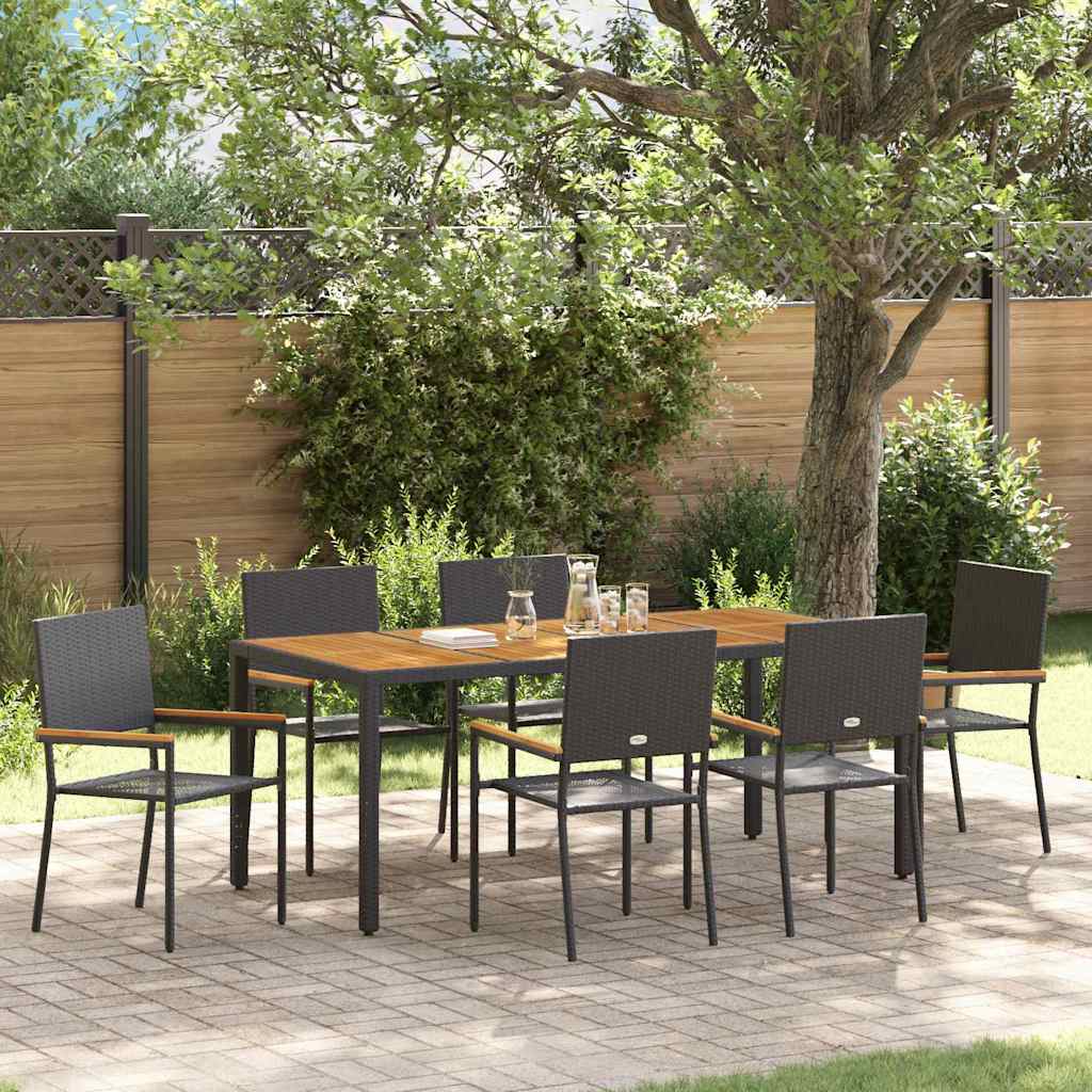 Garten Essgruppe 7 stk. Schwarz Poly-Rattan