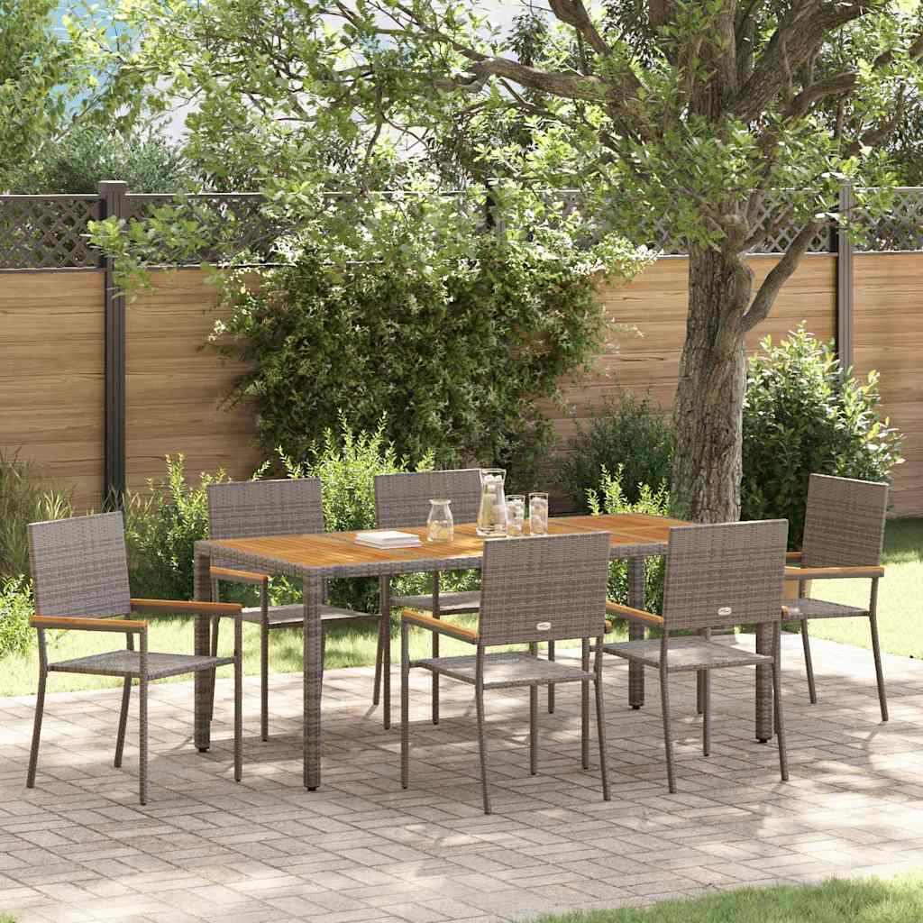 Garten Essgruppe 7 stk. Grau Poly-Rattan