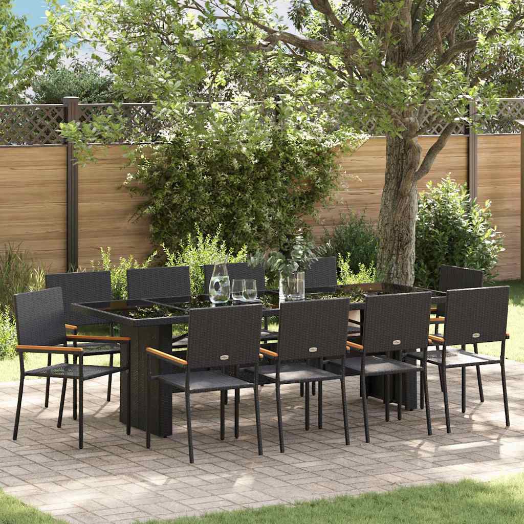 Garten Essgruppe 11 stk. Schwarz Poly-Rattan