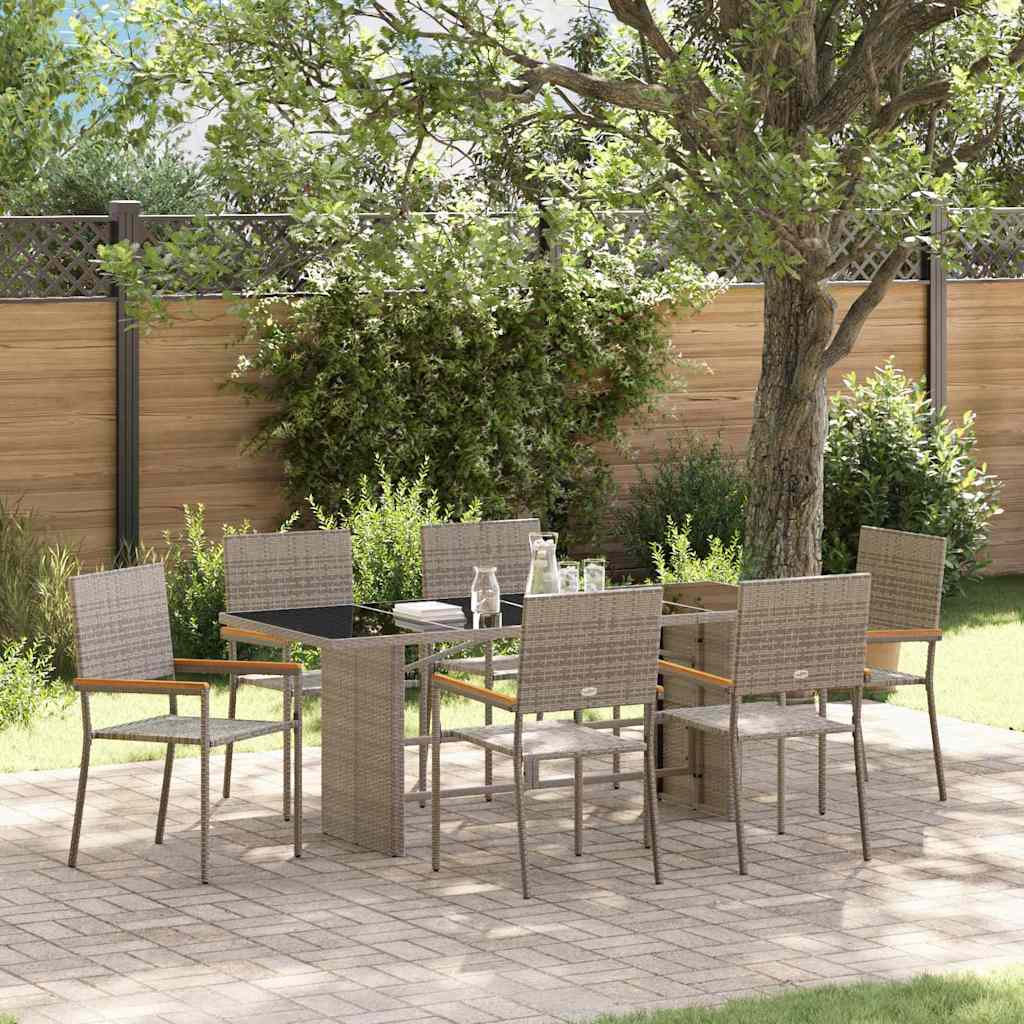 Garten Essgruppe 7 stk. Grau Poly-Rattan