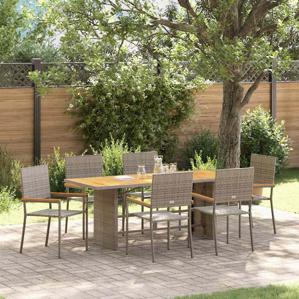 Garten Essgruppe 7 stk. Grau Poly-Rattan