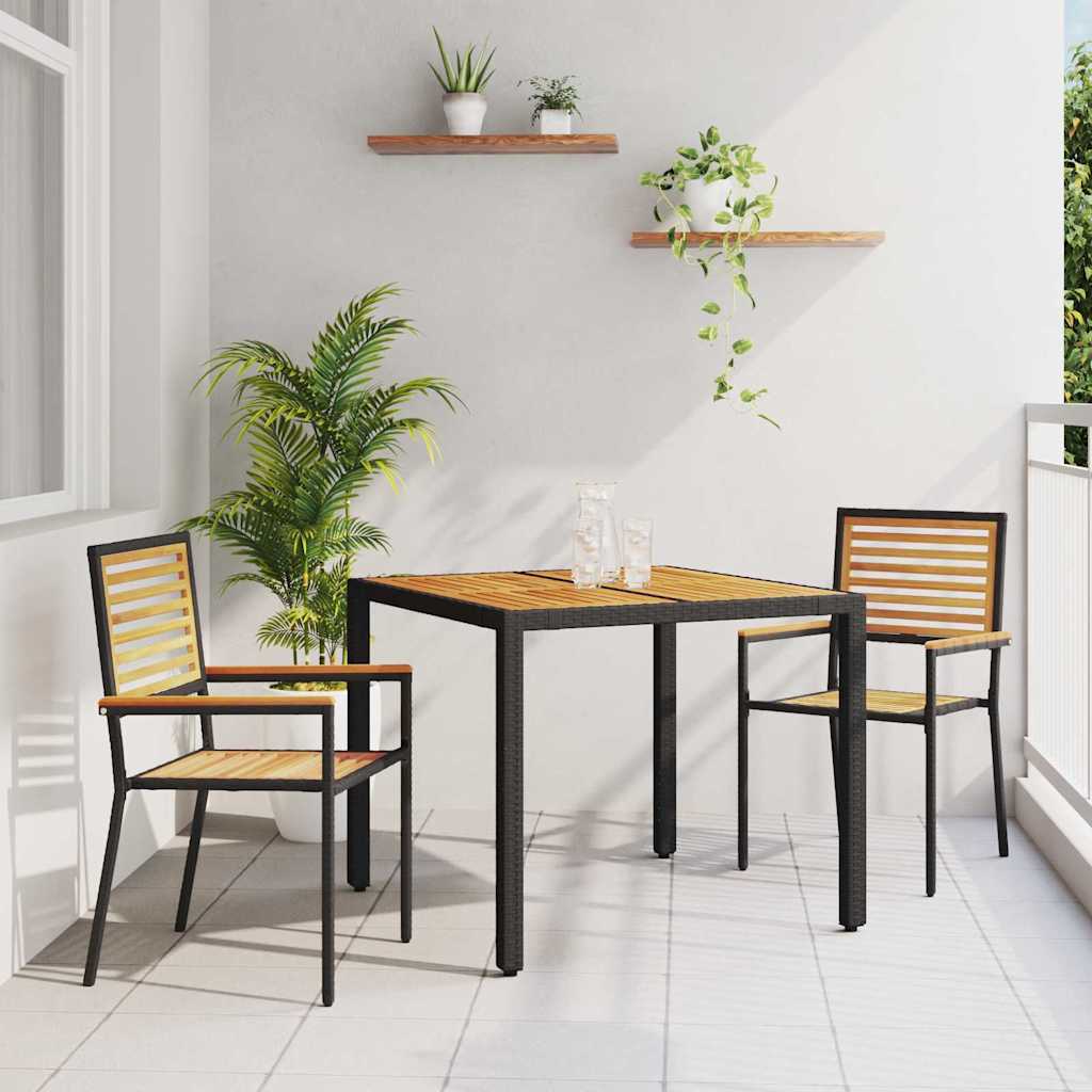 Garten Essgruppe 3 stk. Schwarz und Braun Poly-Rattan