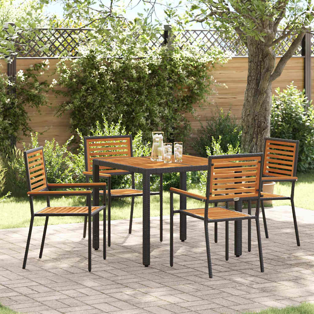 Garten Essgruppe 5 stk. Schwarz und Braun Poly-Rattan