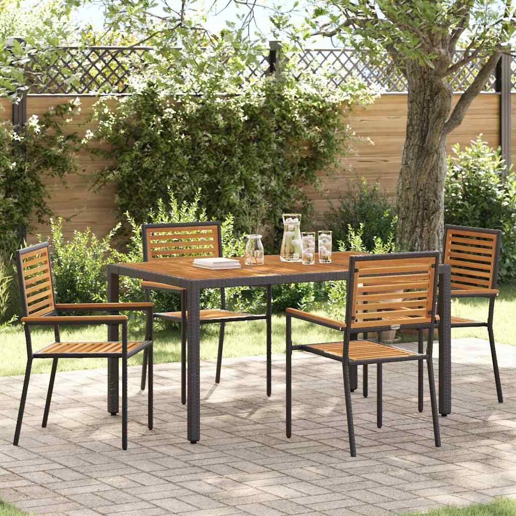 Garten Essgruppe 5 stk. Schwarz und Braun Poly-Rattan