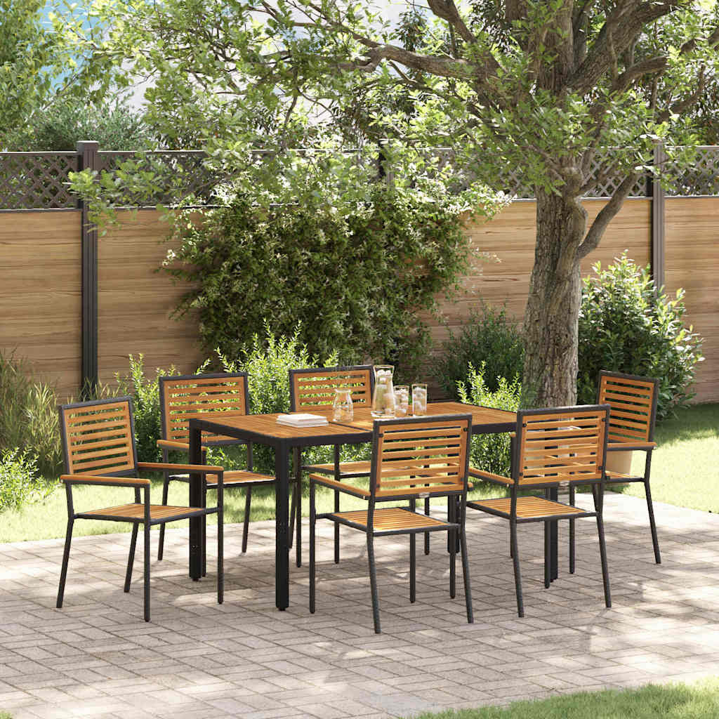 Garten Essgruppe 7 stk. Schwarz und Braun Poly-Rattan
