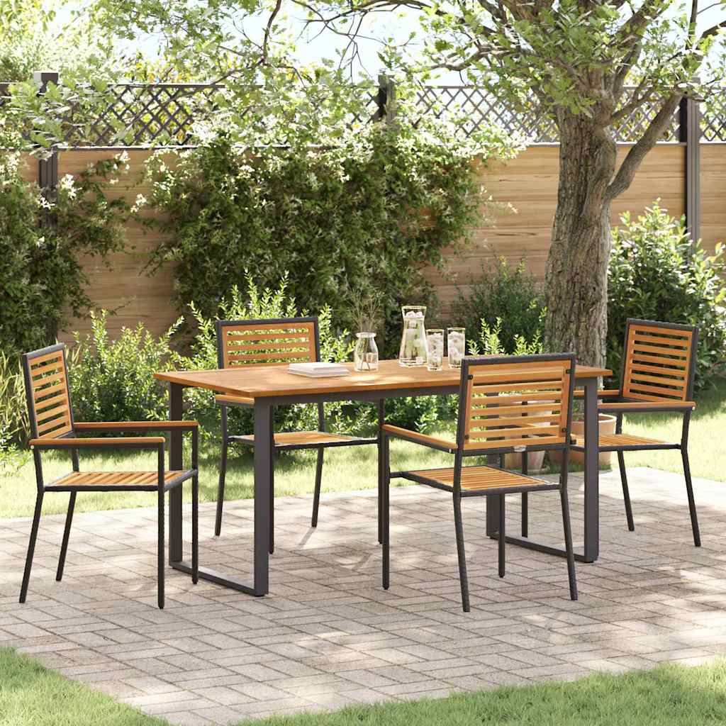 Garten Essgruppe 5 stk. Schwarz Massivholz Akazie