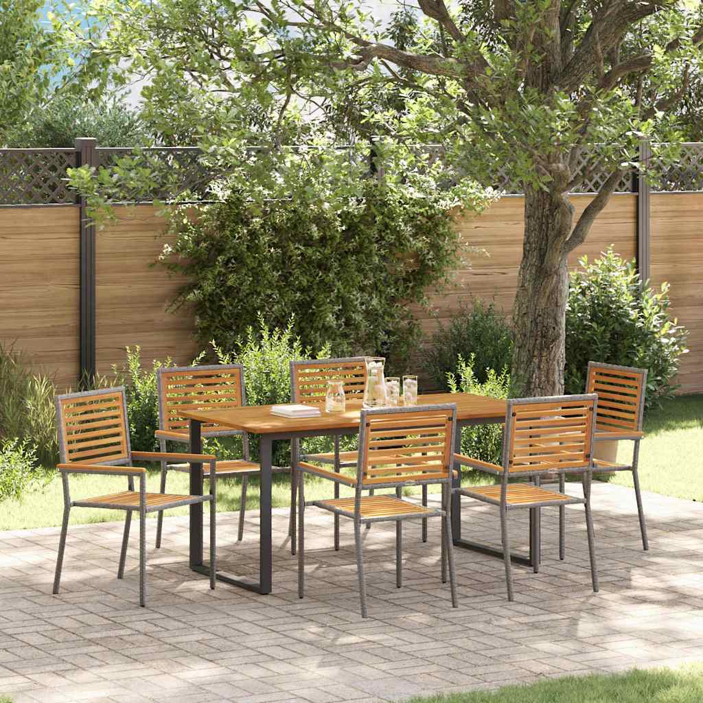 Garten Essgruppe 7 stk. Grau Massivholz Akazie