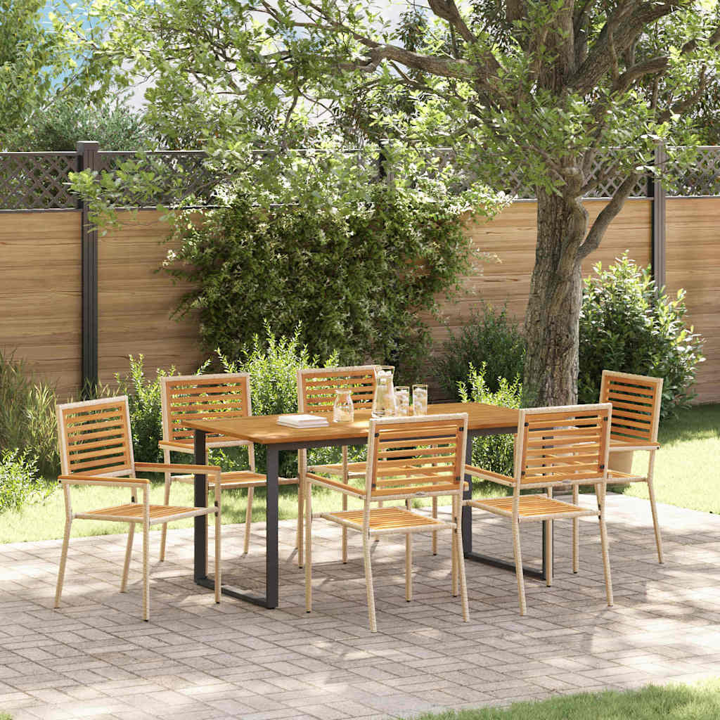 Garten Essgruppe 7 stk. Beige Massivholz Akazie