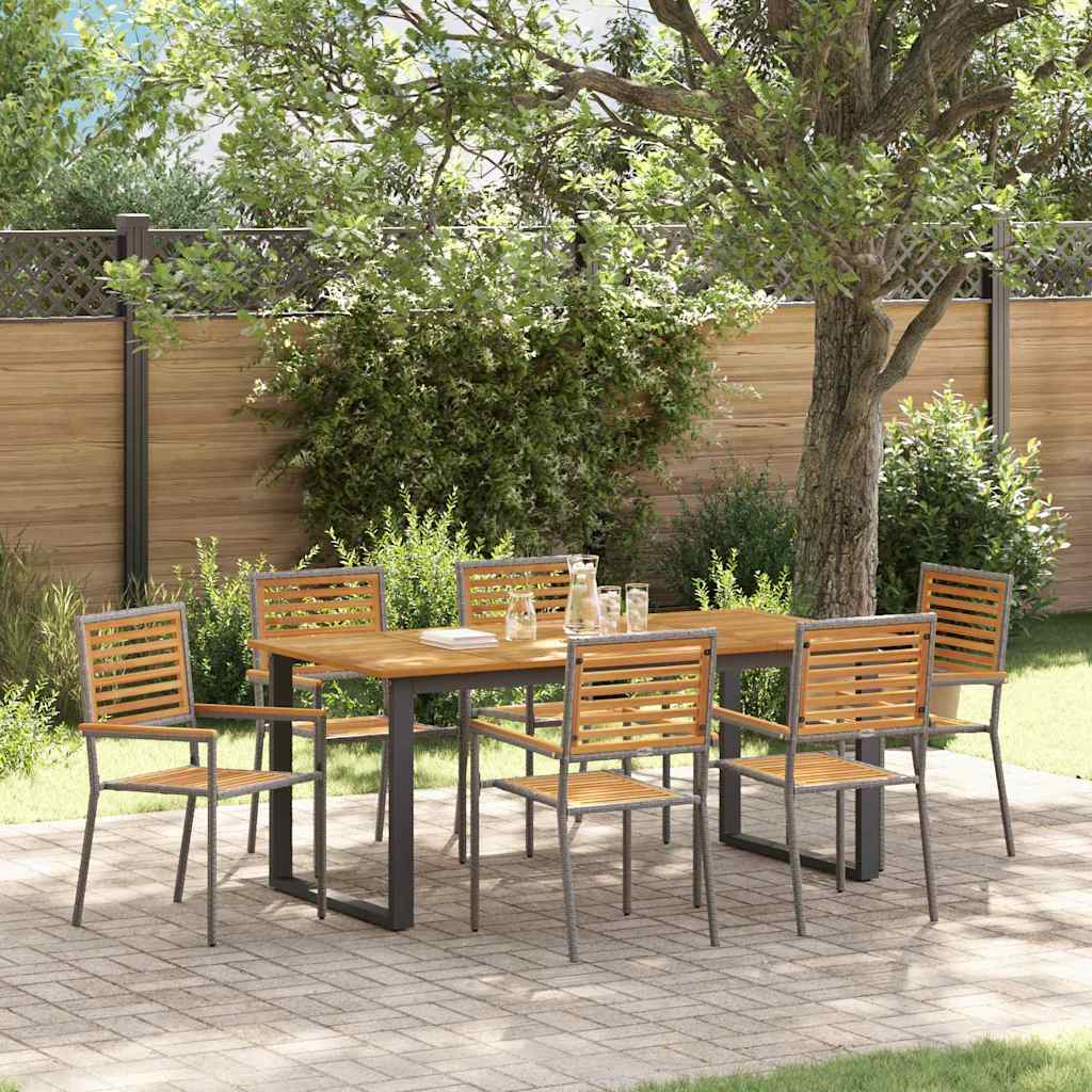 Garten Essgruppe 7 stk. Grau Massivholz Akazie