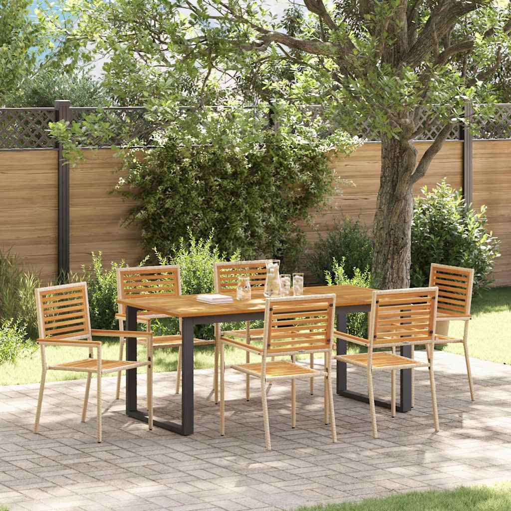 Garten Essgruppe 7 stk. Beige Massivholz Akazie