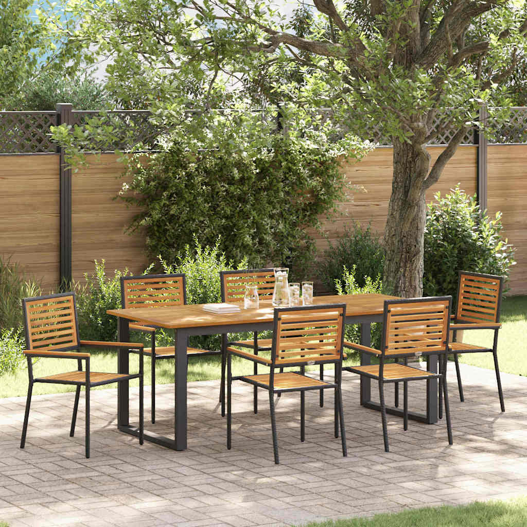 Garten Essgruppe 7 stk. Schwarz Massivholz Akazie