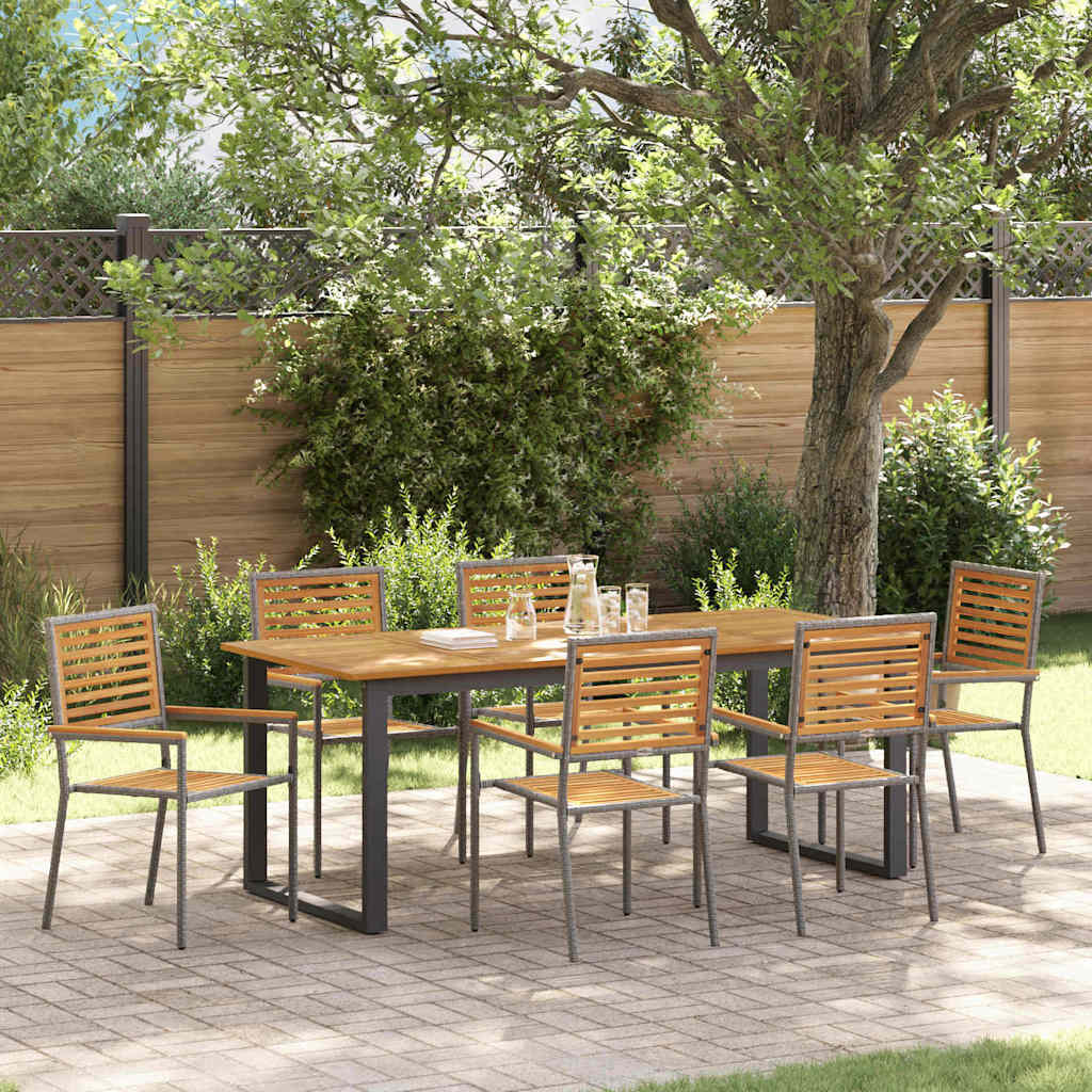Garten Essgruppe 7 stk. Grau Massivholz Akazie