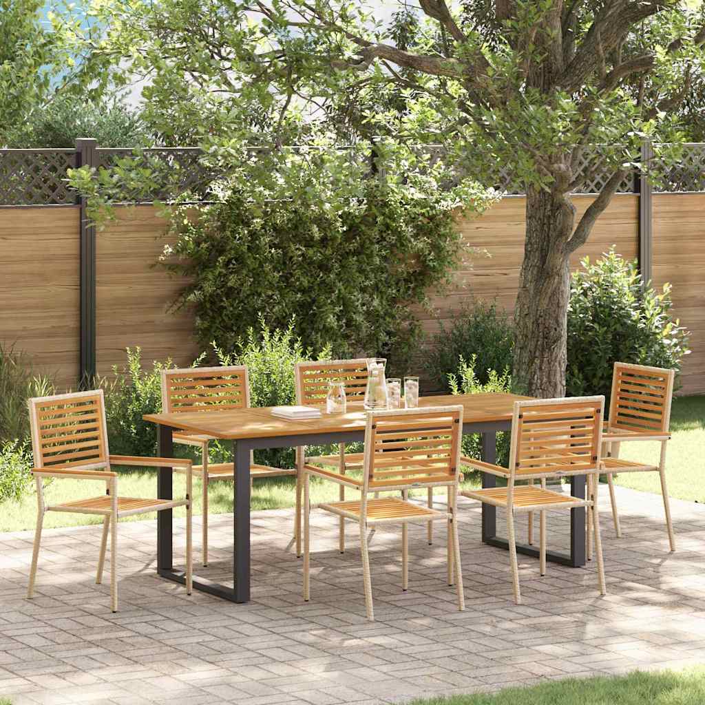 Garten Essgruppe 7 stk. Beige Massivholz Akazie