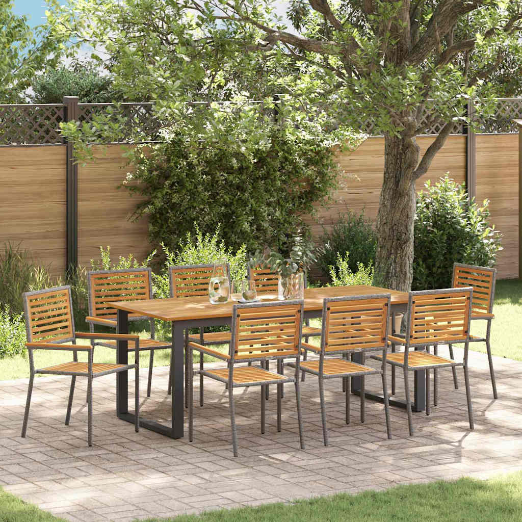 Garten Essgruppe 9 stk. Grau Massivholz Akazie