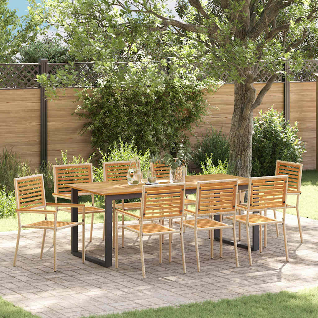 Garten Essgruppe 9 stk. Beige Massivholz Akazie