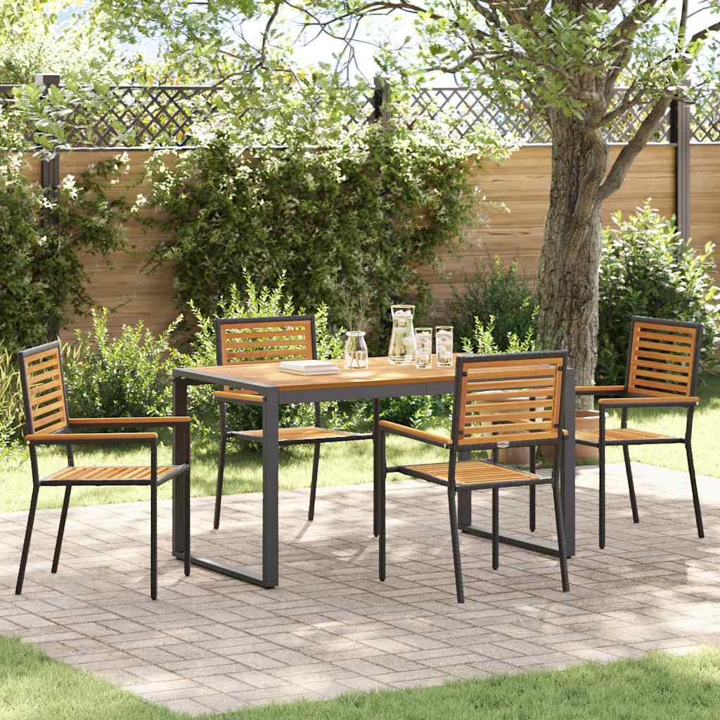 Garten Essgruppe 5 stk. Schwarz und Braun Poly-Rattan