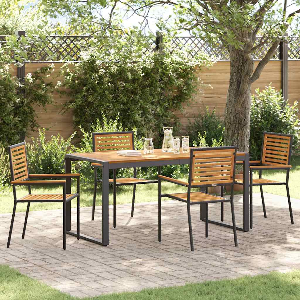 Garten Essgruppe 5 stk. Schwarz und Braun Poly-Rattan