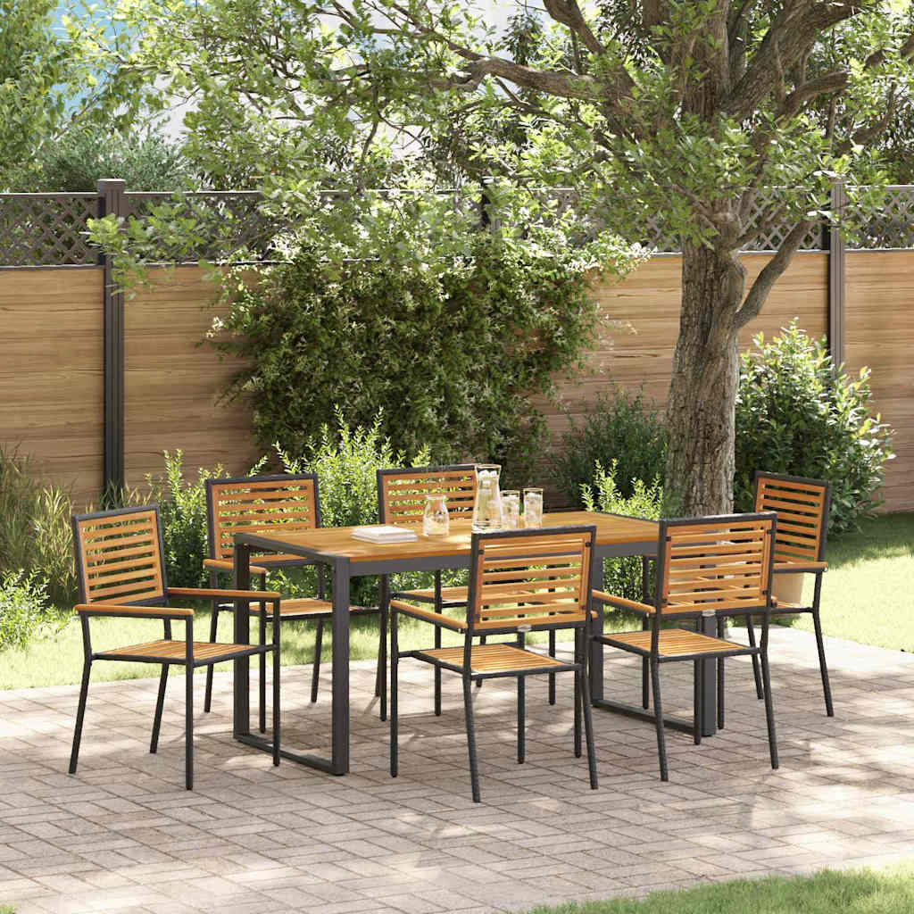 Garten Essgruppe 7 stk. Schwarz und Braun Poly-Rattan
