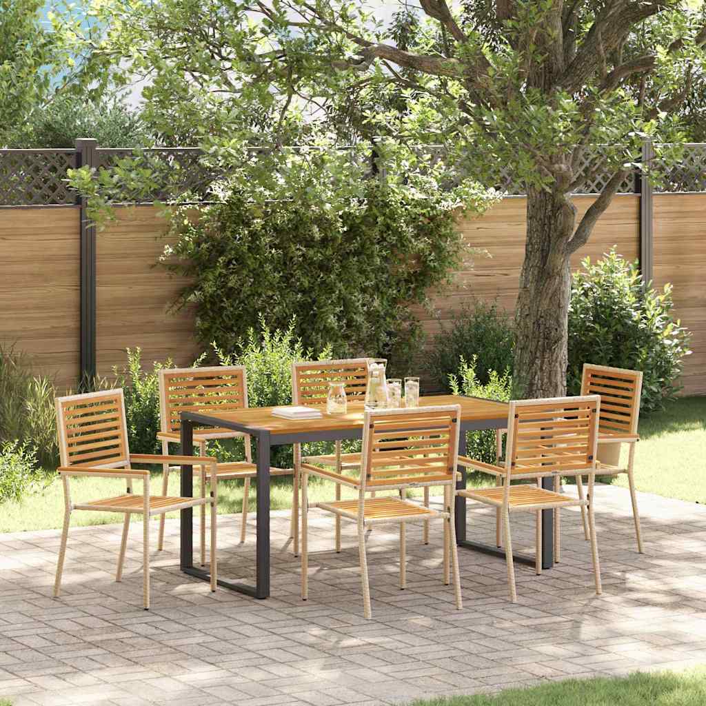 Garten Essgruppe 7 stk. Beige und Braun Poly-Rattan