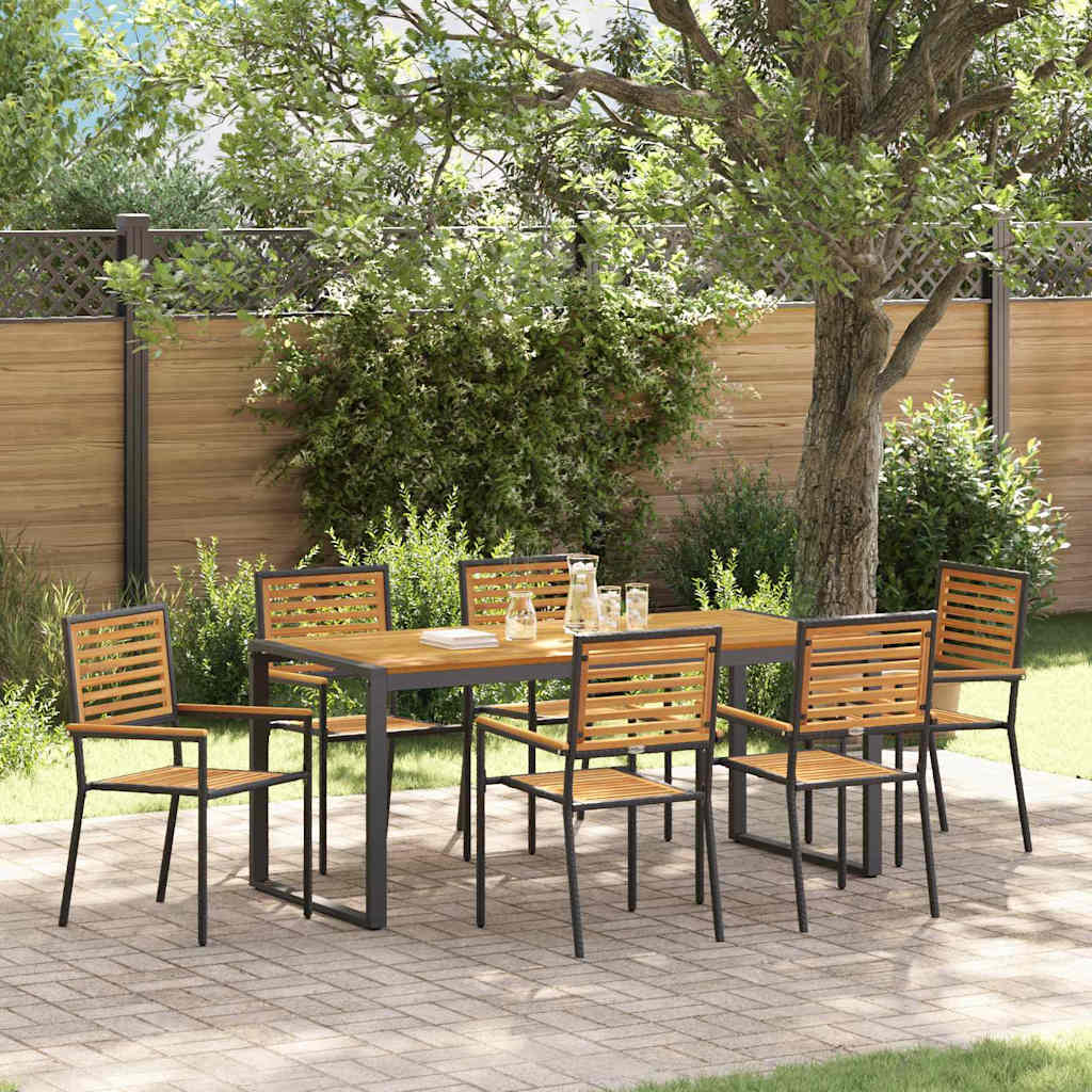 Garten Essgruppe 7 stk. Schwarz und Braun Poly-Rattan
