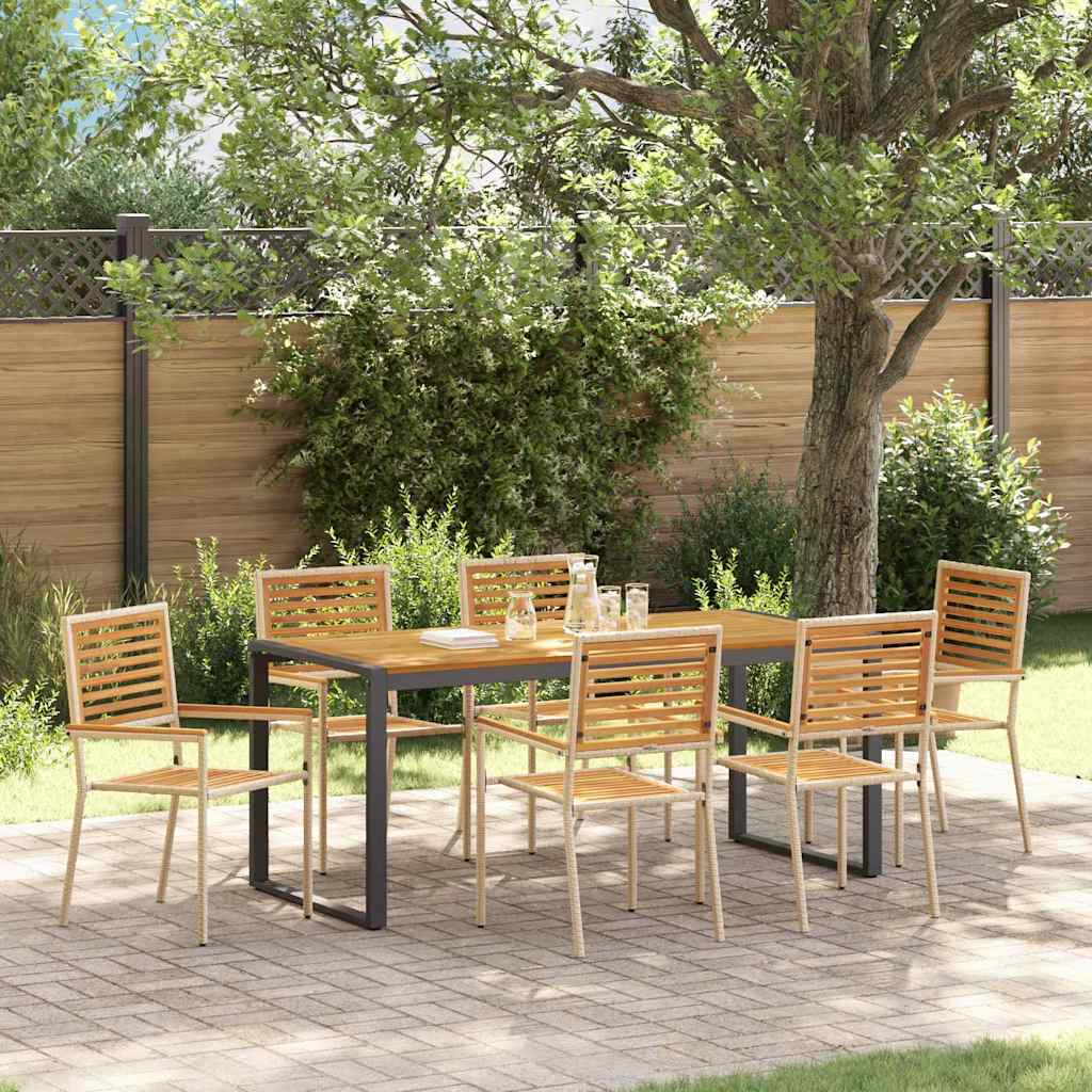 Garten Essgruppe 7 stk. Beige und Braun Poly-Rattan