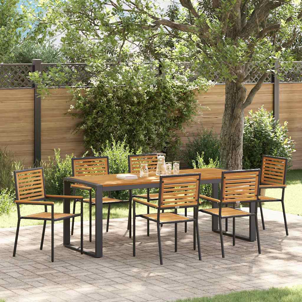 Garten Essgruppe 7 stk. Schwarz und Braun Poly-Rattan