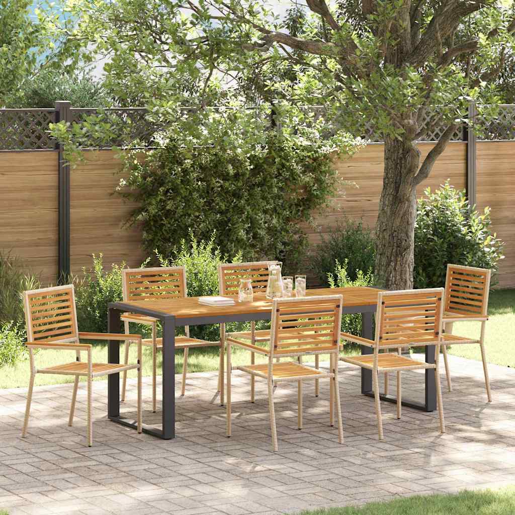 Garten Essgruppe 7 stk. Beige und Braun Poly-Rattan