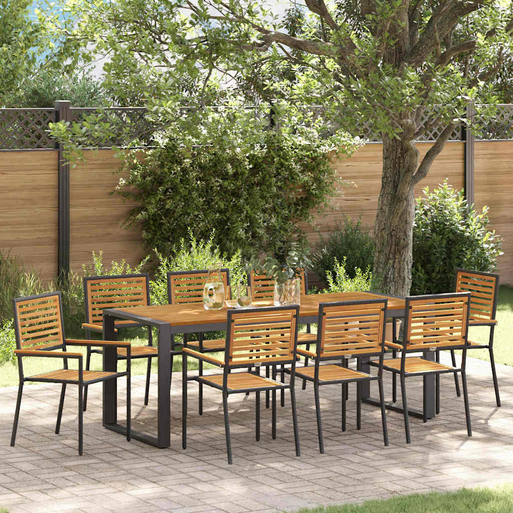 Garten Essgruppe 9 stk. Schwarz und Braun Poly-Rattan