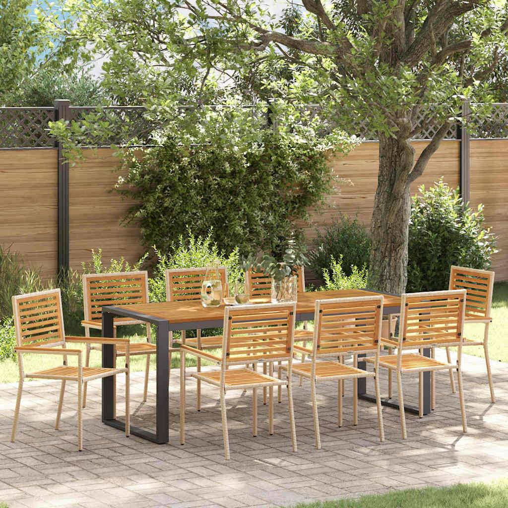 Garten Essgruppe 9 stk. Beige und Braun Poly-Rattan