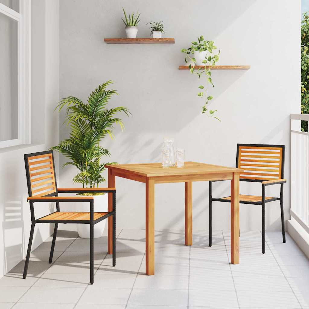 Garten Essgruppe 3 stk. Schwarz Massivholz Akazie