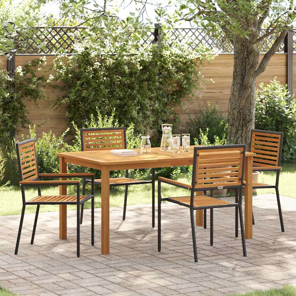Garten Essgruppe 5 stk. Schwarz Massivholz Akazie