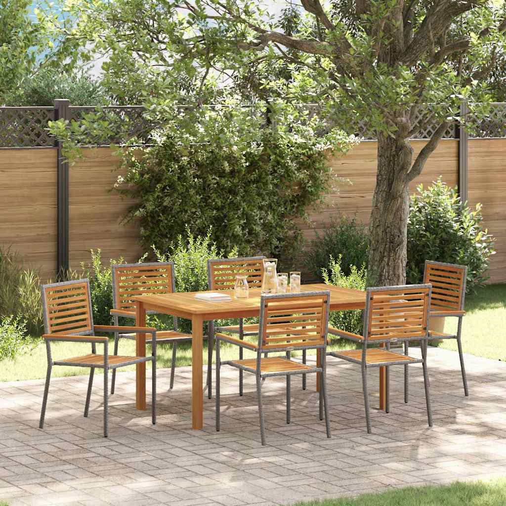 Garten Essgruppe 7 stk. Grau Massivholz Akazie