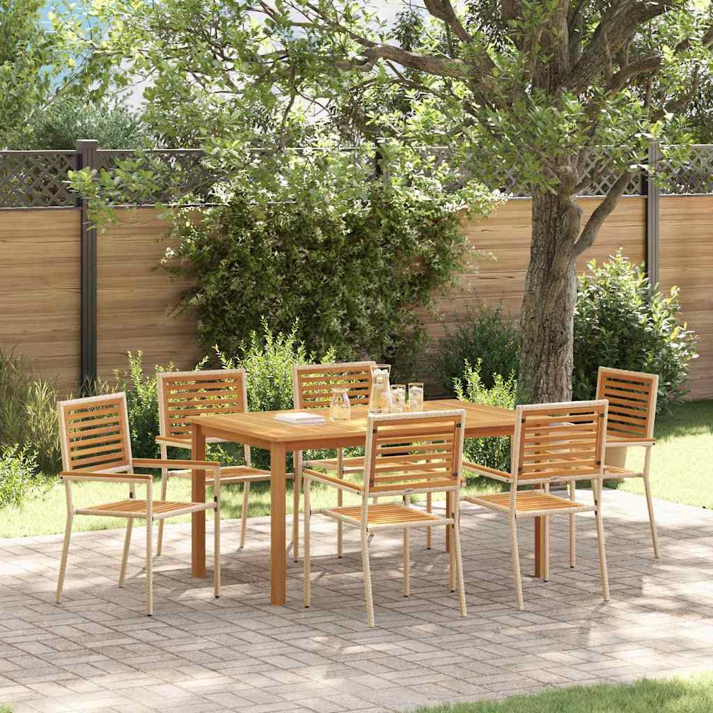 Garten Essgruppe 7 stk. Beige Massivholz Akazie