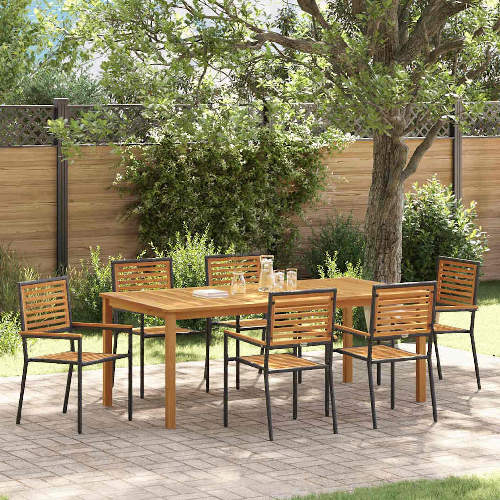 Garten Essgruppe 7 stk. Schwarz Massivholz Akazie