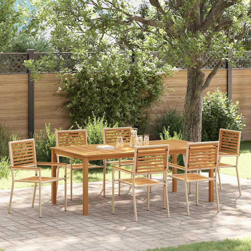 Garten Essgruppe 7 stk. Beige Massivholz Akazie