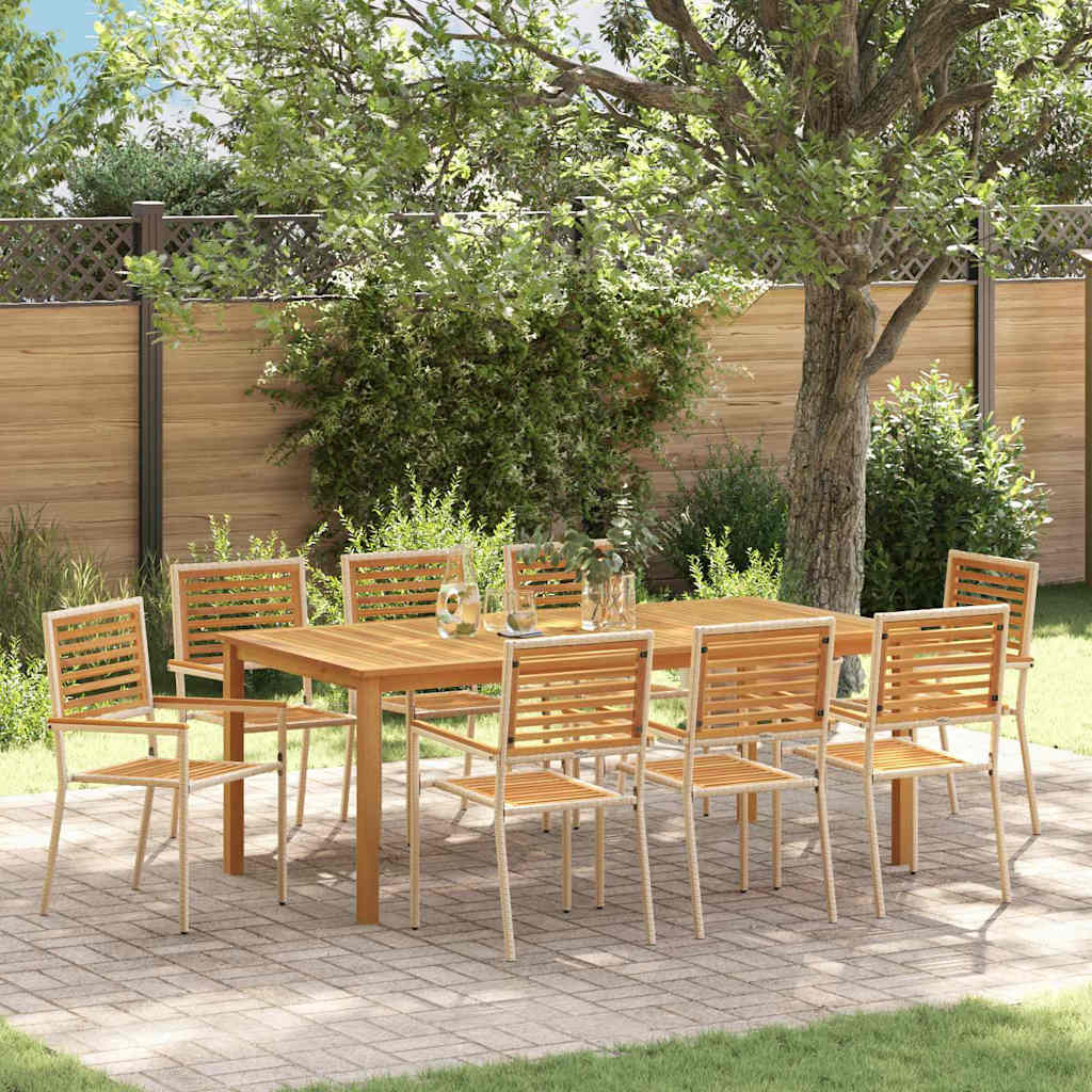 Garten Essgruppe 9 stk. Beige Massivholz Akazie