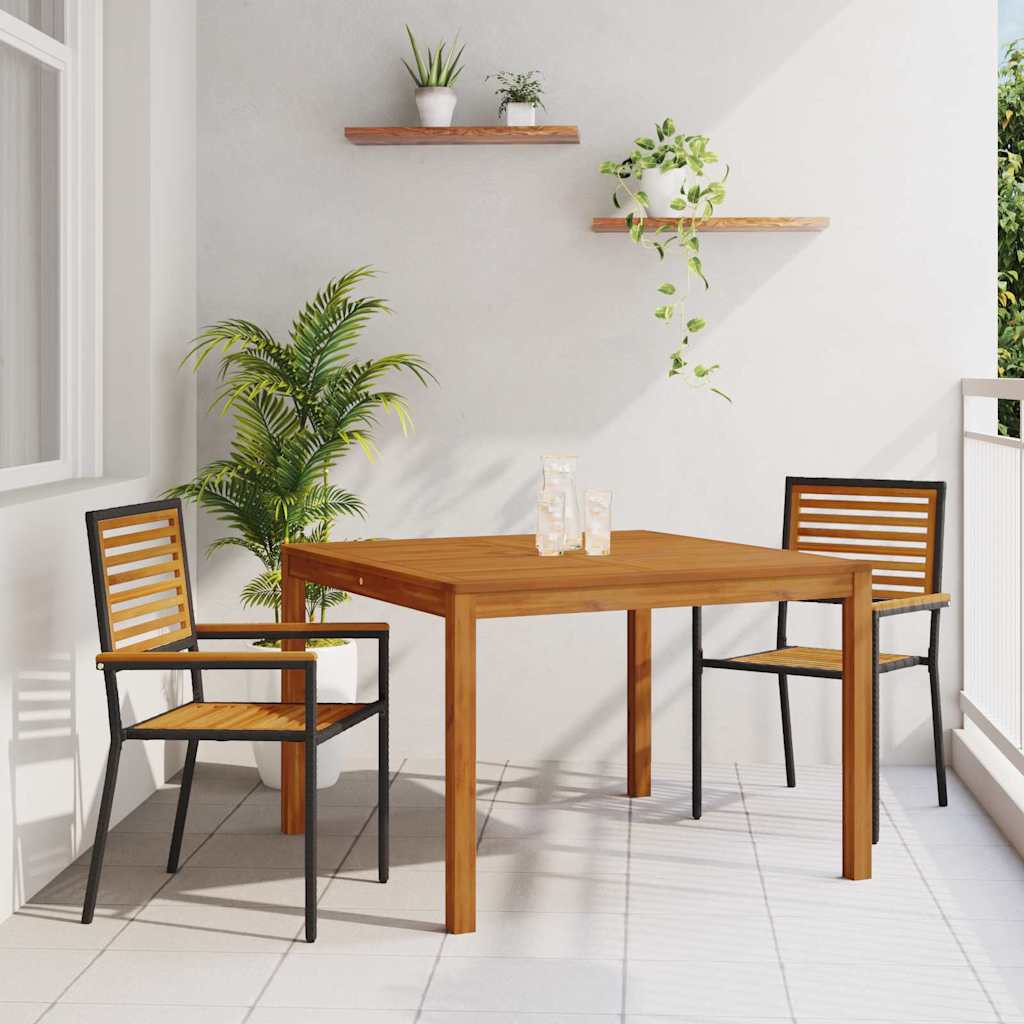 Garten Essgruppe 3 stk. Schwarz Massivholz Akazie