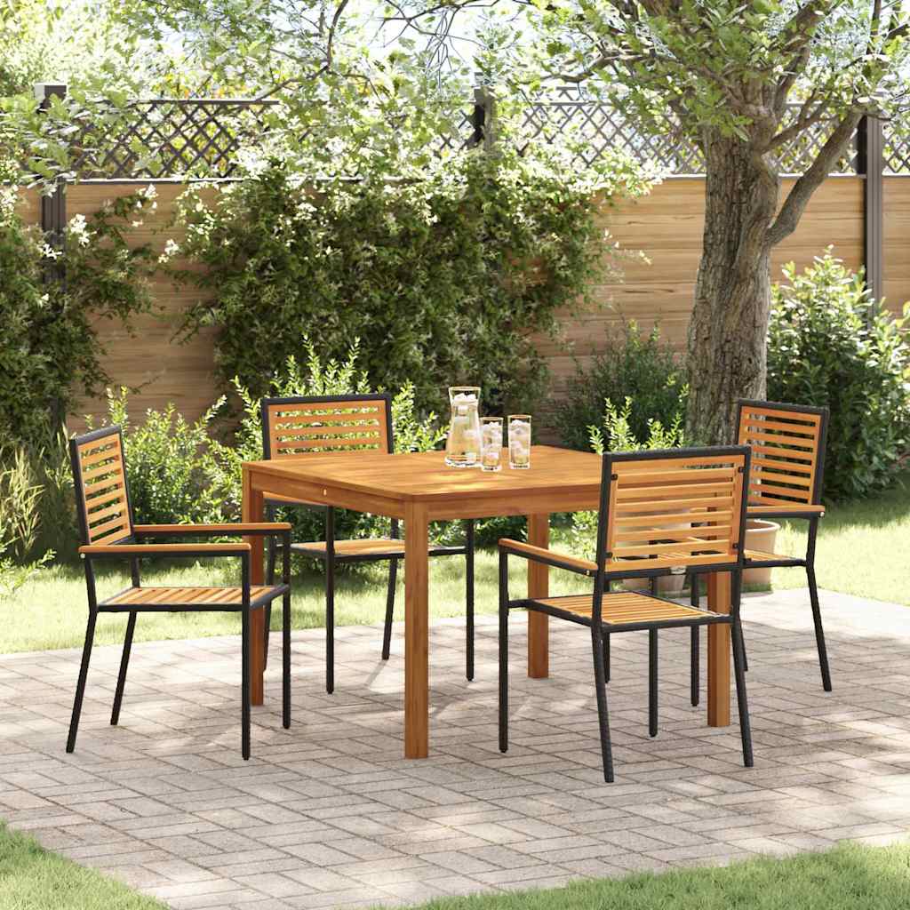 Garten Essgruppe 5 stk. Schwarz Massivholz Akazie