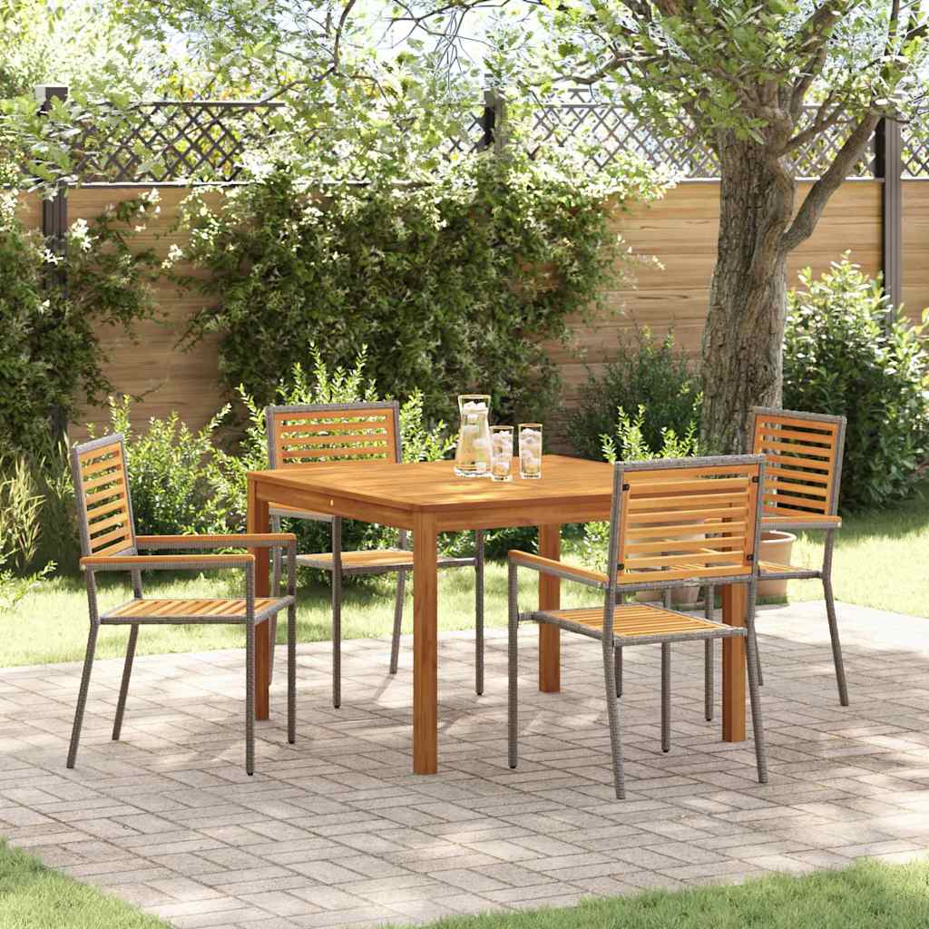 Garten Essgruppe 5 stk. Grau Massivholz Akazie