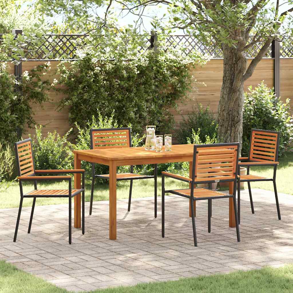 Garten Essgruppe 5 stk. Schwarz Massivholz Akazie