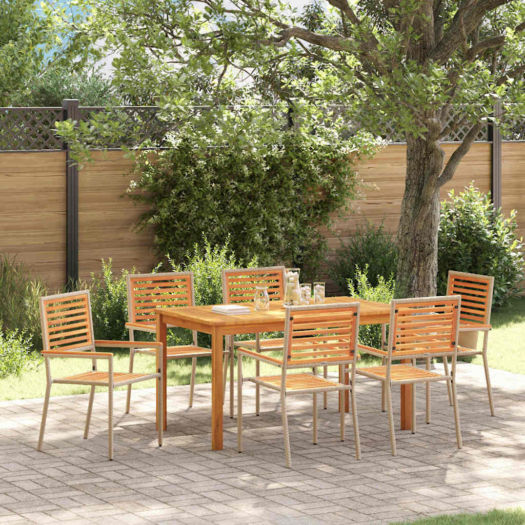 Garten Essgruppe 7 stk. Beige Massivholz Akazie