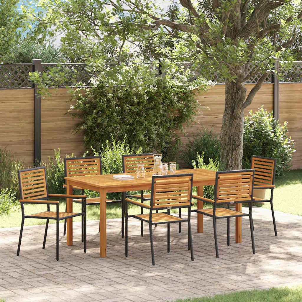 Garten Essgruppe 7 stk. Schwarz Massivholz Akazie
