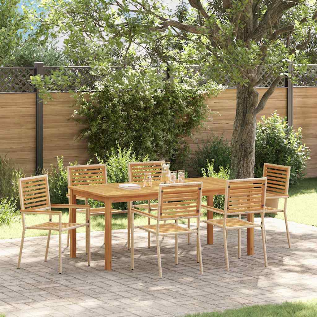 Garten Essgruppe 7 stk. Beige Massivholz Akazie